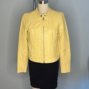 NWT Rebecca Taylor Yellow Leather Moto Jacket - Size 2
